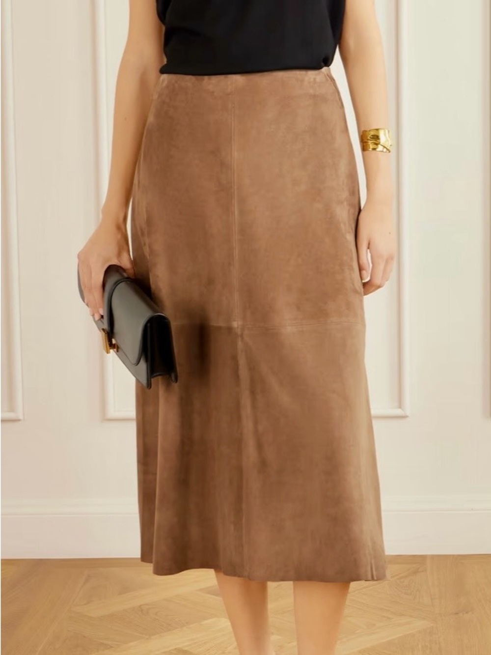 Vintage Banana Republic A-Line Brown Suede Skirt Size 14